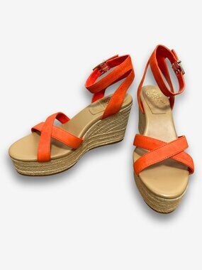 Vince Camuto Orange Platform Espadrille Wedge Sandals Suede Resort Wedding Guest
